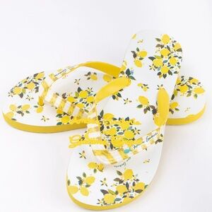 Antica Sartoria unisex Yellow Lemon Print Flip Flops NWT 38/39